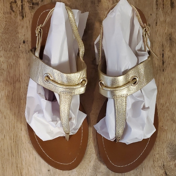 Kate Spade Metallic Gold Slingback Thong Sandals Size 9.5 - Picture 1 of 12